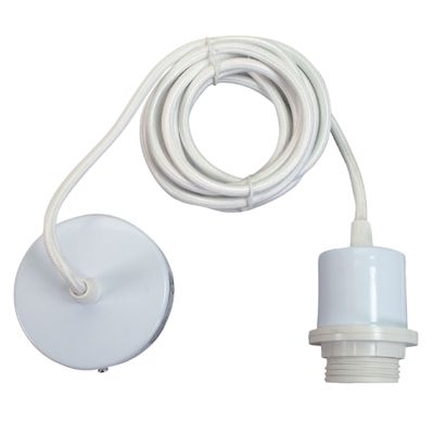 Monture métal E27 pour suspension avec fil tissu blanc - TIBELEC