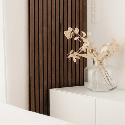 Panneau décoratif MDF 3D Latt castle oak sur fond noir - Lot de 2 - 20 x 287 x 1250 mm - AJ TIMBER