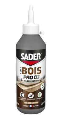 Colle à bois Pro D3 milieux humides translucide biberon 250 g - SADER
