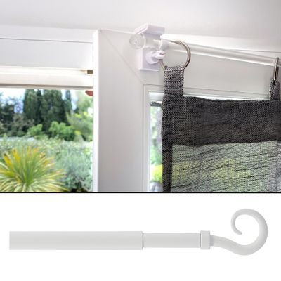 Tringle de vitrage extensible en métal de 40 à 65 cm diam 10 mm Finition Blanc brillant - MOBOIS