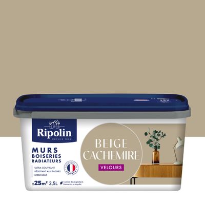 Peinture murs, boiseries et radiateurs beige cachemire velours 2,5 L - RIPOLIN