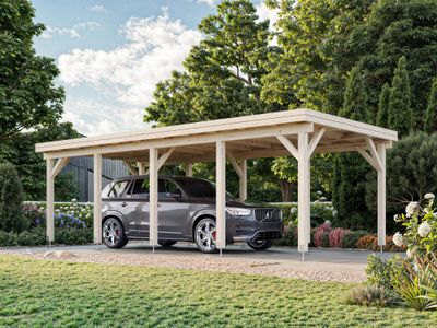 Carport toit plat en bois Karl - 1 voiture - 27,4 m² hors-tout - Livraison à domicile incluse - PALMAKO