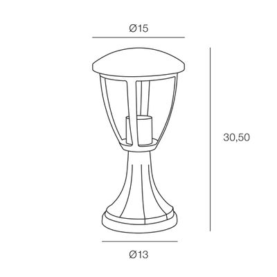 Borne extérieur E27 30,5cm Lisboa IP44 15W - COREP