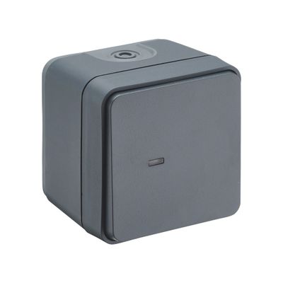 Bouton poussoir étanche IP55 Cyklone avec témoin lumineux anthracite - DEBFLEX