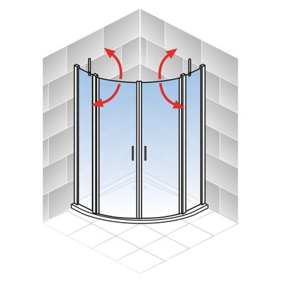 Accès d'angle battant 1/4 de cercle 90x90x190 cm profilé chrome verre transparent 5 mm NewStyle - SCHULTE