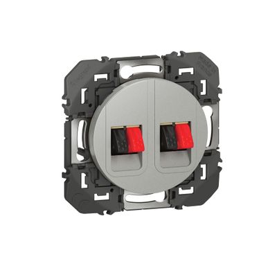 Prise haut-parleur encastrable double Aluminium - Dooxie LEGRAND