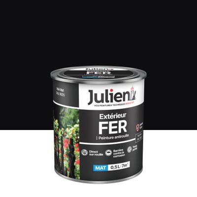 Peinture fer antirouille noir mat 0,5 L - JULIEN