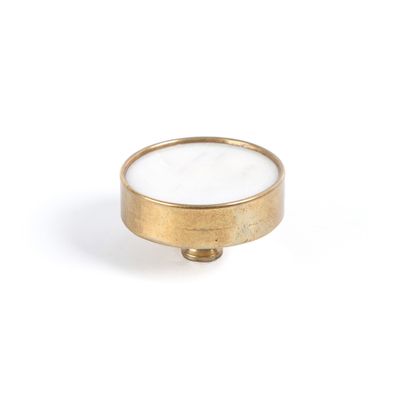 Bouton de meuble rond blanc laiton diamètre 40 mm REI