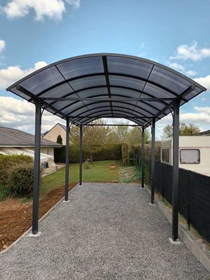 Carport en aluminium pour camionnette, camping-car, caravane et bateau  27,51 m², Livraison à domicile incluse - HABRITA
