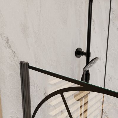 Pare-baignoire rabattable avec profilés noir mat 75x130 cm Garden AURLANE