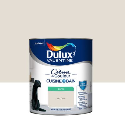 Peinture Crème de Couleur Cuisine et Bain Satin Lin Clair 0,75 L - DULUX VALENTINE