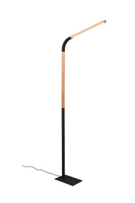 Lampadaire LED Norris noir et bois 1400 lumens blanc chaud - TRIO