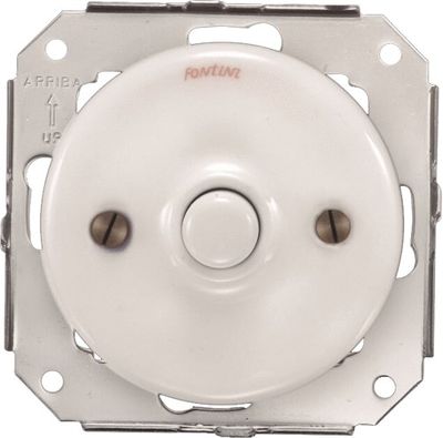 Bouton poussoir encastrable rétro porcelaine blanche - Garby Colonial FONTINI