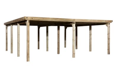 Carport double -  618 - 330 x 120 cm - toit en acier Livraison gratuite domicile WEKA