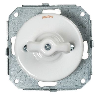 Interrupteur va-et-vient encastrable rétro porcelaine blanche - Garby Colonial FONTINI