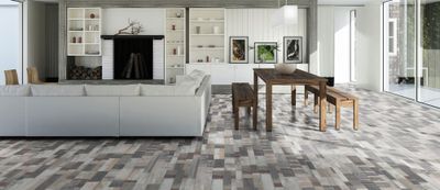 Sol stratifié décor gris/blanc, beige ART WORKS ép 7 mm 19,2 x 128,5 cm AC3 paquet de 2,470 m² AJ TIMBER
