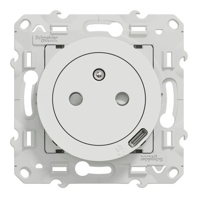 Prise affleurante 2 pôles + terre et prise USB C blanc - Odace 2011 SCHNEIDER ELECTRIC