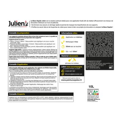 Peinture acrylique Rapide blanc W mat 10 L - JULIEN