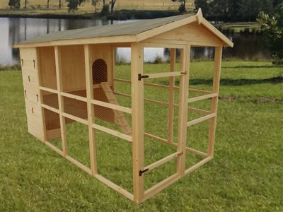 Poulailler en bois non-teinté avec toit bitumé XXXL 5,18 m², Livraison à domicile incluse - HABRITA
