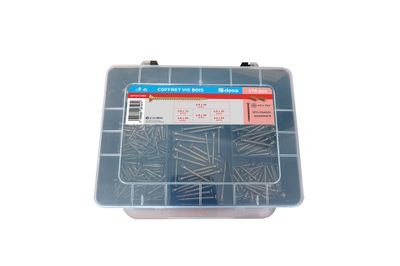 Vis bois agglo tête fraisée bichromatée coffret de 170 pièces DESA