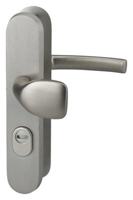 Poignées de porte sur plaques palières à cylindre aluminium gris anodisé F2 THIRARD