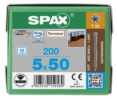 Vis terrasse Torx 5 x 50 mm par 200 SPAX