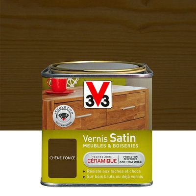 Vernis satin meubles et boiseries chêne foncé 0,5 L - V33