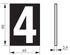 Plaque chiffre 4 adhésive 65 x 90 mm fond bleu THIRARD