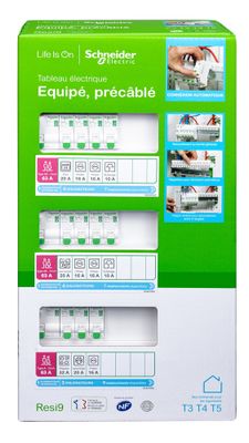 Tableau électrique pré-équipé Resi9 XE 3 rangées pour logement T3 à T5- SCHNEIDER ELECTRIC