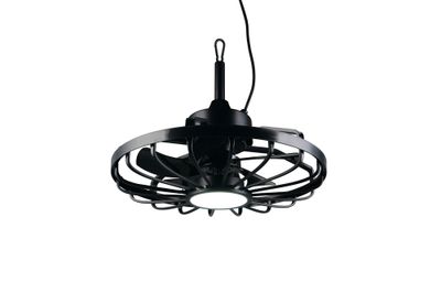 Ventilateur de plafond avec prise secteur IP44 lumière LED + télécommande Noir Ø51cm - Oslo REALITY