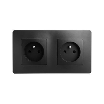 Double Prise 2 pôles + terre horizontale noir Caly - DEBFLEX