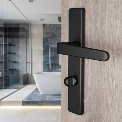 Poignées de porte sur plaques à condamnation double entraxe Celio noir mat ALPERTEC