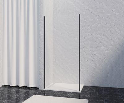 Paroi de douche latérale fixe 100x200 cm profilé noir verre transparent 8 mm Signature - OCEA