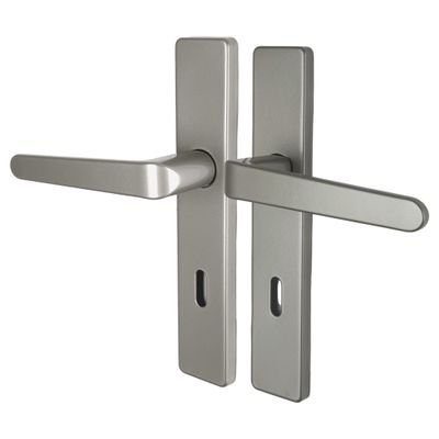 Poignées de porte sur plaques à clé double entraxe Celio gris ALPERTEC