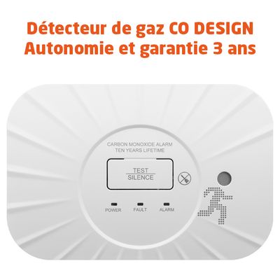 Détecteur de monoxyde de carbone NF Autonomie 3 ans Piles remplaçables - EVACUATE