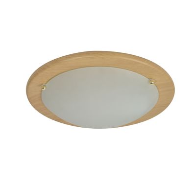 Plafonnier rond blanc/ bois E27 60W EZIO COREP