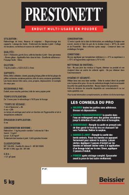 Enduit universel en poudre type M 5KG PRESTONETT