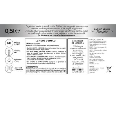 Peinture meuble bois à la caséine mat nordique 0,5 L LIBERON