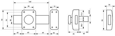 Verrou de porte de garage Apache à bouton et cylindre 30 mm pêne 160 mm THIRARD