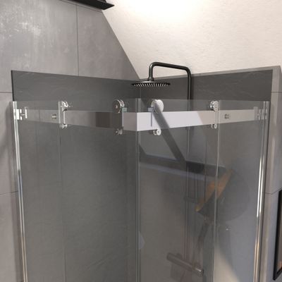 Accès d'angle coulissant 90x90x200 cm profilé chrome verre transparent 5 mm Rolling - AURLANE
