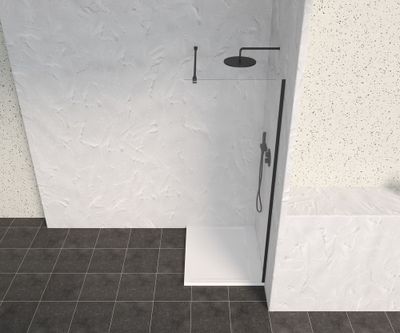 Paroi de douche à l'italienne 70x200 cm profilé noir verre transparent 8 mm Signature - OCEA