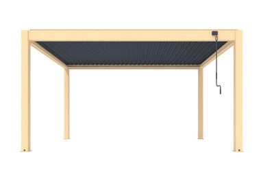 Pergola bioclimatique manuelle 3 x 4 m aluminium imitation bois PROLOISIRS