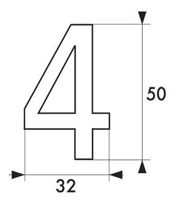Chiffre 4 adhésif hauteur 50 mm ABS doré THIRARD