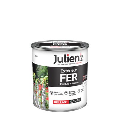Peinture fer antirouille blanc brillant 0,5 L - JULIEN