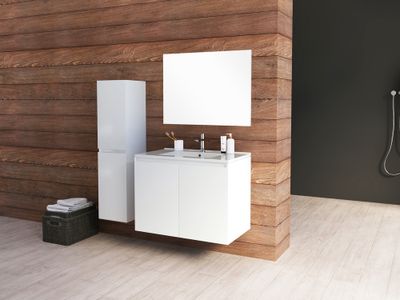 Meuble de salle de bains Gaya 2 portes L80 x H50 x P46 cm MDF blanc