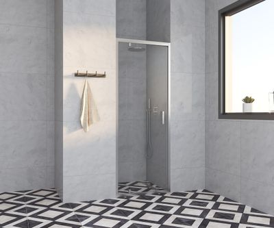 Porte de douche pivotante 80x185 cm profilé chrome verre transparent 4 mm Primera - OCEA