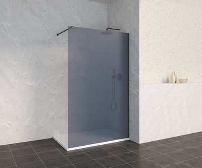 Paroi de douche à l'italienne 100x200 cm profilé noir verre fumé 8 mm Signature - OCEA