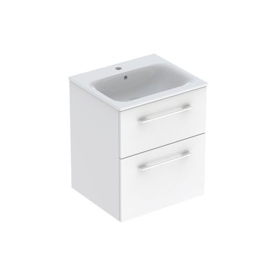 Meuble de salle de bains  Selva 2 tiroirs 55 x 65 x 50 cm panneau de particules blanc mat - GEBERIT