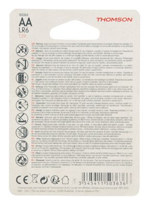 Lot de 4 piles alcalines AA ou LR06 - THOMSON