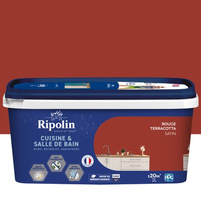 Peinture Cuisine & Bain Rouge Terracotta 2 L - RIPOLIN
